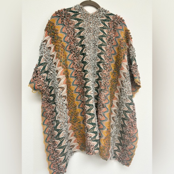 DAVID AND YOUNG Multi Colored Pink Orange Knit Oversized Sweater Wrap Shawl OS - Picture 4 of 8